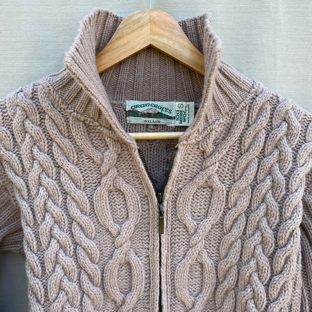 Aran Crafts Cable Knit Zip-Up Sweater - Picture 2 of 6